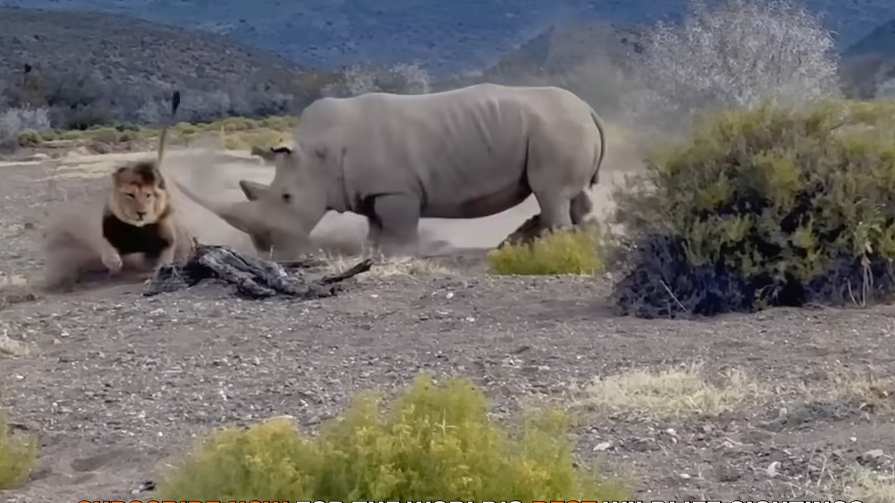 Watch Rhino Defensive Warning Stab At Lion